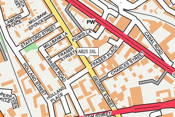 AB25 3XL map - OS OpenMap – Local (Ordnance Survey) AB25 3XL map - OS OpenMap – Local (Ordnance Survey)