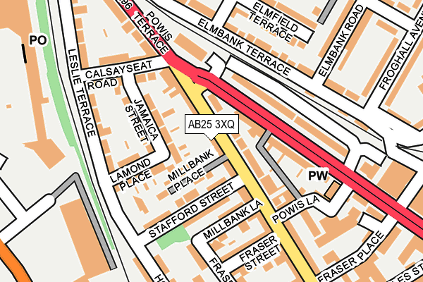 AB25 3XQ map - OS OpenMap – Local (Ordnance Survey) AB25 3XQ map - OS OpenMap – Local (Ordnance Survey)