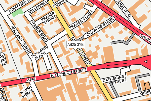 AB25 3YB map - OS OpenMap – Local (Ordnance Survey) AB25 3YB map - OS OpenMap – Local (Ordnance Survey)
