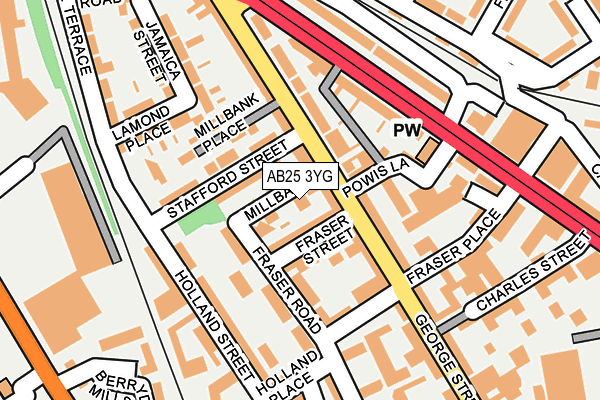 AB25 3YG map - OS OpenMap – Local (Ordnance Survey) AB25 3YG map - OS OpenMap – Local (Ordnance Survey)