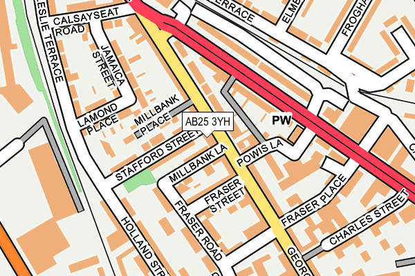 AB25 3YH map - OS OpenMap – Local (Ordnance Survey) AB25 3YH map - OS OpenMap – Local (Ordnance Survey)