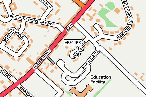 AB30 1BR map - OS OpenMap – Local (Ordnance Survey) AB30 1BR map - OS OpenMap – Local (Ordnance Survey)