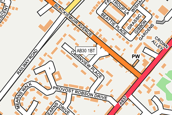 AB30 1BT map - OS OpenMap – Local (Ordnance Survey) AB30 1BT map - OS OpenMap – Local (Ordnance Survey)
