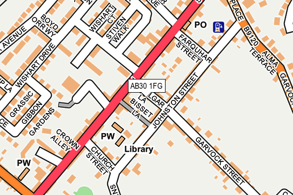 AB30 1FG map - OS OpenMap – Local (Ordnance Survey) AB30 1FG map - OS OpenMap – Local (Ordnance Survey)