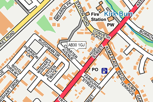 AB30 1GJ map - OS OpenMap – Local (Ordnance Survey) AB30 1GJ map - OS OpenMap – Local (Ordnance Survey)