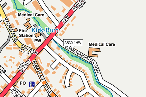 AB30 1HW map - OS OpenMap – Local (Ordnance Survey) AB30 1HW map - OS OpenMap – Local (Ordnance Survey)