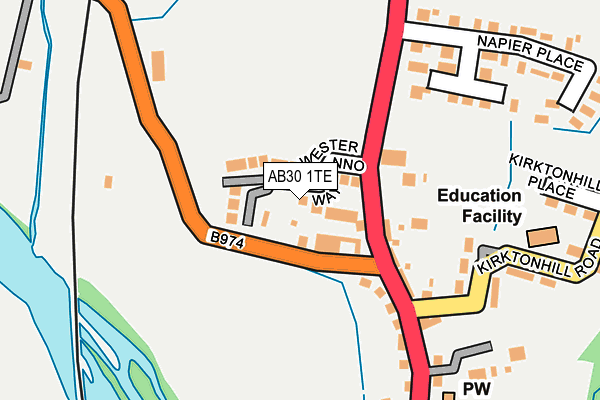 AB30 1TE map - OS OpenMap – Local (Ordnance Survey) AB30 1TE map - OS OpenMap – Local (Ordnance Survey)