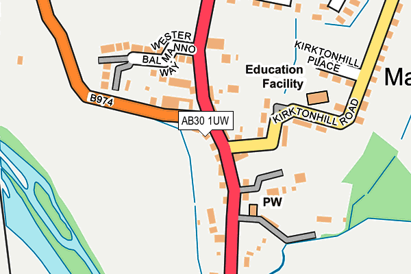 AB30 1UW map - OS OpenMap – Local (Ordnance Survey) AB30 1UW map - OS OpenMap – Local (Ordnance Survey)