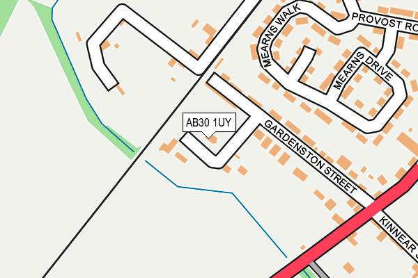 AB30 1UY map - OS OpenMap – Local (Ordnance Survey) AB30 1UY map - OS OpenMap – Local (Ordnance Survey)