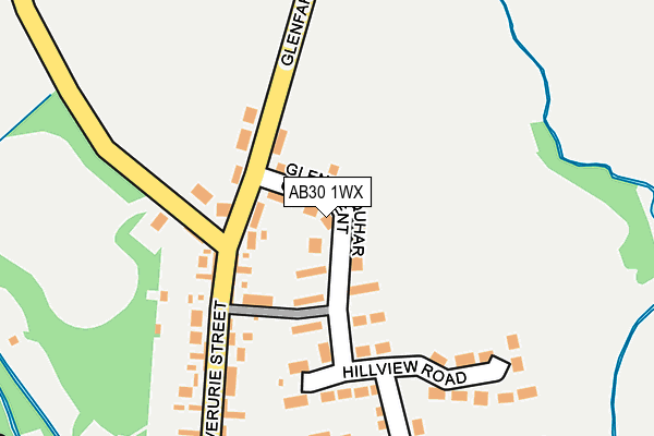 AB30 1WX map - OS OpenMap – Local (Ordnance Survey) AB30 1WX map - OS OpenMap – Local (Ordnance Survey)