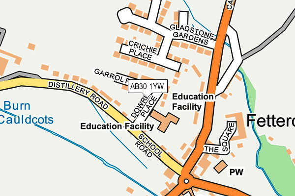 AB30 1YW map - OS OpenMap – Local (Ordnance Survey) AB30 1YW map - OS OpenMap – Local (Ordnance Survey)