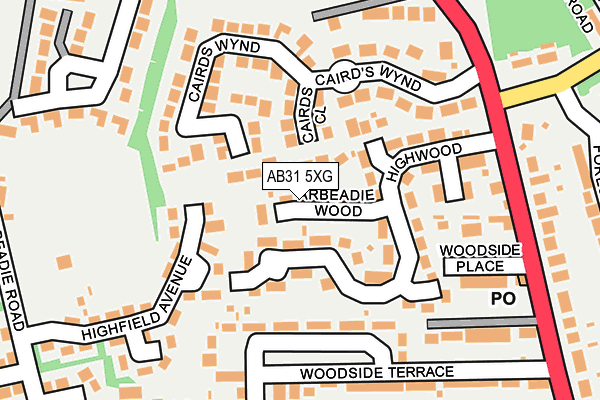 AB31 5XG map - OS OpenMap – Local (Ordnance Survey) AB31 5XG map - OS OpenMap – Local (Ordnance Survey)