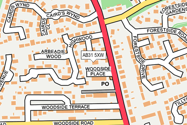 AB31 5XW map - OS OpenMap – Local (Ordnance Survey) AB31 5XW map - OS OpenMap – Local (Ordnance Survey)