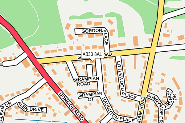 AB33 8AL map - OS OpenMap – Local (Ordnance Survey) AB33 8AL map - OS OpenMap – Local (Ordnance Survey)