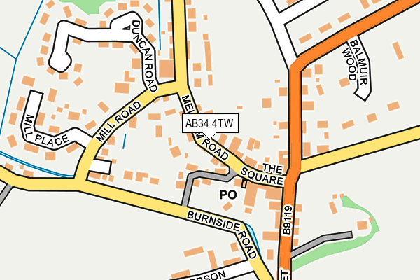 AB34 4TW map - OS OpenMap – Local (Ordnance Survey) AB34 4TW map - OS OpenMap – Local (Ordnance Survey)
