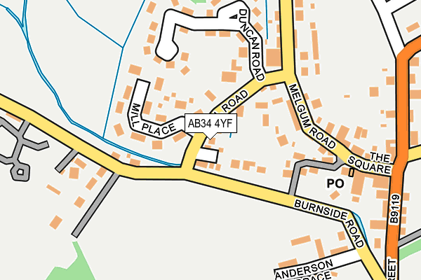 AB34 4YF map - OS OpenMap – Local (Ordnance Survey) AB34 4YF map - OS OpenMap – Local (Ordnance Survey)