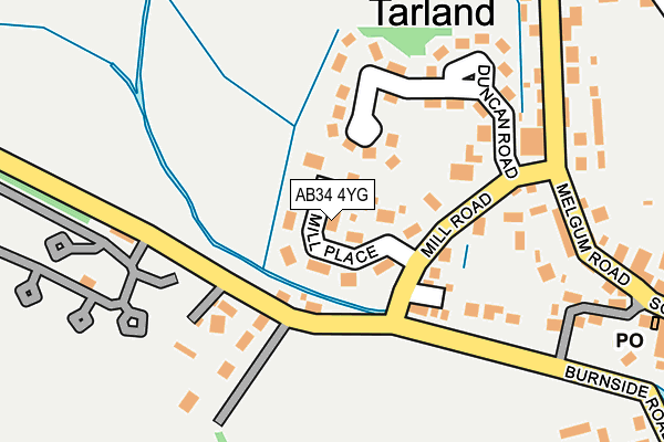 AB34 4YG map - OS OpenMap – Local (Ordnance Survey)