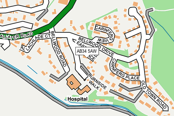 AB34 5AW map - OS OpenMap – Local (Ordnance Survey) AB34 5AW map - OS OpenMap – Local (Ordnance Survey)