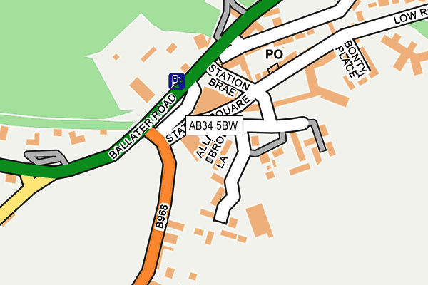 AB34 5BW map - OS OpenMap – Local (Ordnance Survey) AB34 5BW map - OS OpenMap – Local (Ordnance Survey)