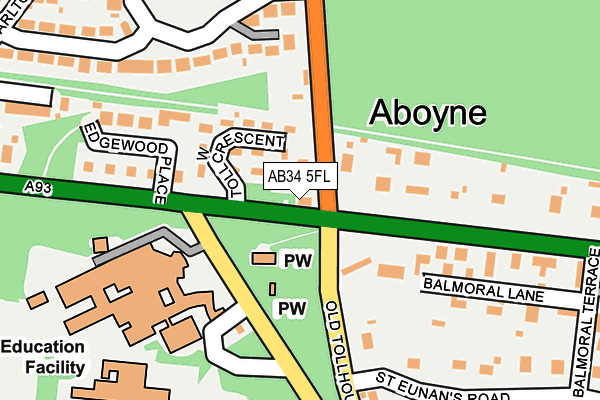 AB34 5FL map - OS OpenMap – Local (Ordnance Survey) AB34 5FL map - OS OpenMap – Local (Ordnance Survey)