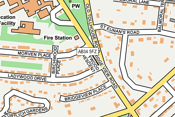 AB34 5FZ map - OS OpenMap – Local (Ordnance Survey) AB34 5FZ map - OS OpenMap – Local (Ordnance Survey)