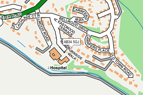 AB34 5GJ map - OS OpenMap – Local (Ordnance Survey) AB34 5GJ map - OS OpenMap – Local (Ordnance Survey)