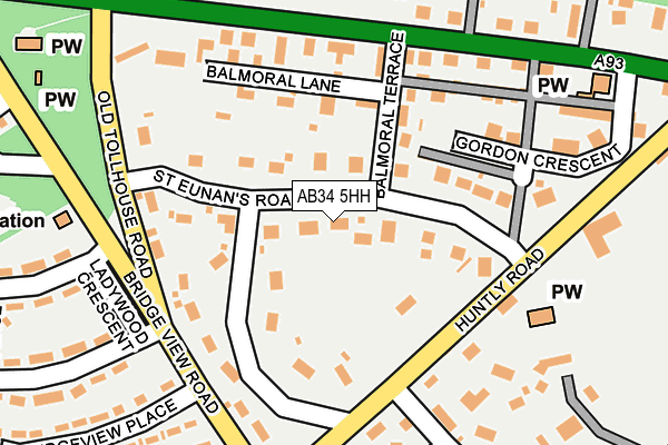 AB34 5HH map - OS OpenMap – Local (Ordnance Survey) AB34 5HH map - OS OpenMap – Local (Ordnance Survey)