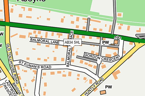 AB34 5HL map - OS OpenMap – Local (Ordnance Survey) AB34 5HL map - OS OpenMap – Local (Ordnance Survey)