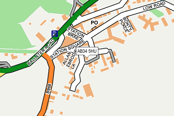 AB34 5HU map - OS OpenMap – Local (Ordnance Survey) AB34 5HU map - OS OpenMap – Local (Ordnance Survey)