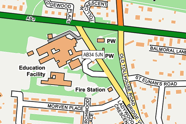 AB34 5JN map - OS OpenMap – Local (Ordnance Survey) AB34 5JN map - OS OpenMap – Local (Ordnance Survey)