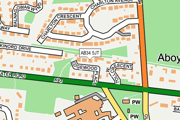AB34 5JT map - OS OpenMap – Local (Ordnance Survey) AB34 5JT map - OS OpenMap – Local (Ordnance Survey)