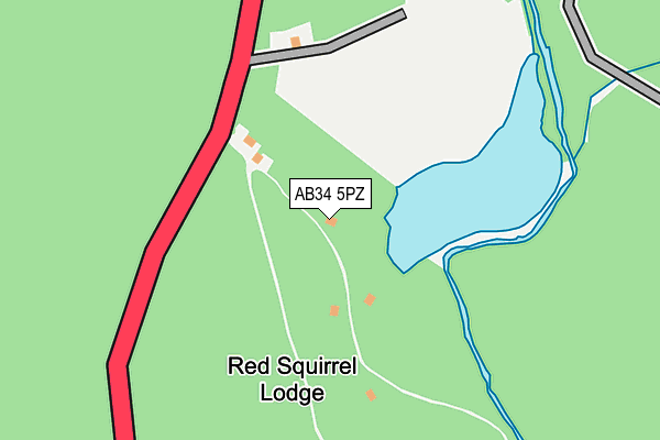 AB34 5PZ map - OS OpenMap – Local (Ordnance Survey) AB34 5PZ map - OS OpenMap – Local (Ordnance Survey)