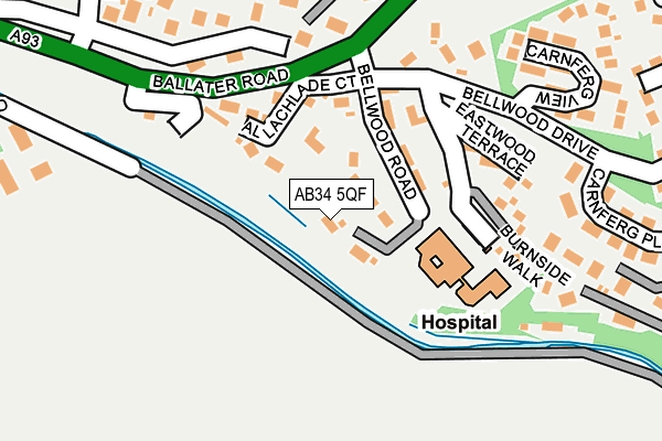 AB34 5QF map - OS OpenMap – Local (Ordnance Survey) AB34 5QF map - OS OpenMap – Local (Ordnance Survey)