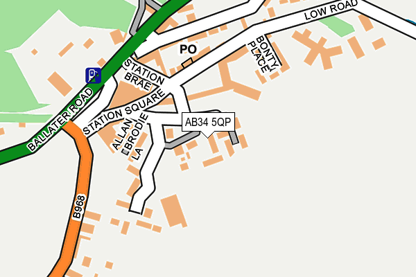 AB34 5QP map - OS OpenMap – Local (Ordnance Survey) AB34 5QP map - OS OpenMap – Local (Ordnance Survey)