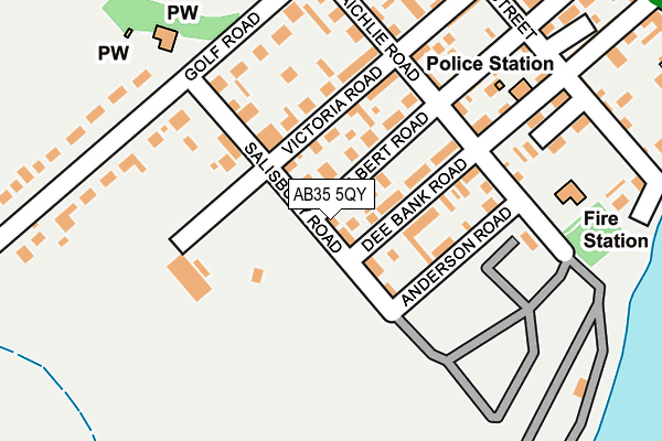 AB35 5QY map - OS OpenMap – Local (Ordnance Survey) AB35 5QY map - OS OpenMap – Local (Ordnance Survey)