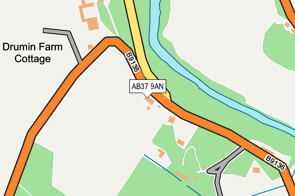 AB37 9AN map - OS OpenMap – Local (Ordnance Survey) AB37 9AN map - OS OpenMap – Local (Ordnance Survey)