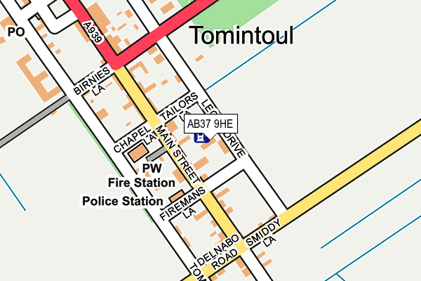 AB37 9HE map - OS OpenMap – Local (Ordnance Survey) AB37 9HE map - OS OpenMap – Local (Ordnance Survey)