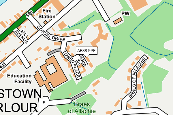 AB38 9PF map - OS OpenMap – Local (Ordnance Survey) AB38 9PF map - OS OpenMap – Local (Ordnance Survey)
