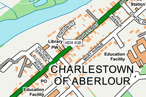 AB38 9QB map - OS OpenMap – Local (Ordnance Survey) AB38 9QB map - OS OpenMap – Local (Ordnance Survey)