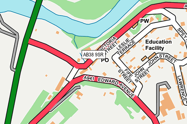 AB38 9SR map - OS OpenMap – Local (Ordnance Survey) AB38 9SR map - OS OpenMap – Local (Ordnance Survey)