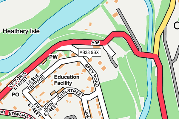 AB38 9SX map - OS OpenMap – Local (Ordnance Survey) AB38 9SX map - OS OpenMap – Local (Ordnance Survey)