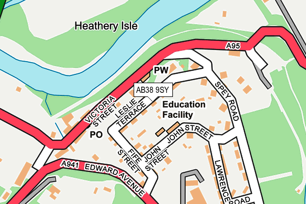 AB38 9SY map - OS OpenMap – Local (Ordnance Survey) AB38 9SY map - OS OpenMap – Local (Ordnance Survey)