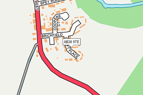 AB38 9TE map - OS OpenMap – Local (Ordnance Survey)