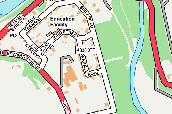 AB38 9TF map - OS OpenMap – Local (Ordnance Survey) AB38 9TF map - OS OpenMap – Local (Ordnance Survey)