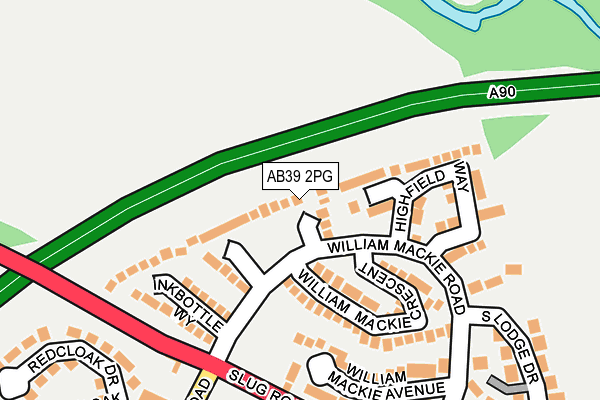 AB39 2PG map - OS OpenMap – Local (Ordnance Survey)