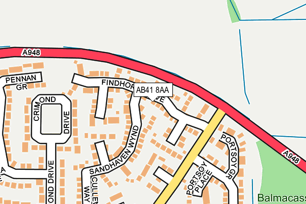 AB41 8AA map - OS OpenMap – Local (Ordnance Survey) AB41 8AA map - OS OpenMap – Local (Ordnance Survey)