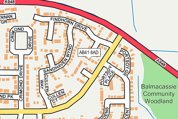 AB41 8AD map - OS OpenMap – Local (Ordnance Survey) AB41 8AD map - OS OpenMap – Local (Ordnance Survey)
