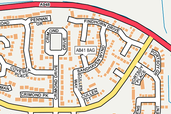 AB41 8AG map - OS OpenMap – Local (Ordnance Survey) AB41 8AG map - OS OpenMap – Local (Ordnance Survey)