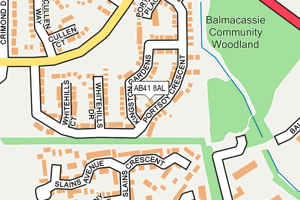 AB41 8AL map - OS OpenMap – Local (Ordnance Survey) AB41 8AL map - OS OpenMap – Local (Ordnance Survey)