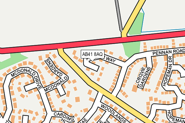 AB41 8AQ map - OS OpenMap – Local (Ordnance Survey) AB41 8AQ map - OS OpenMap – Local (Ordnance Survey)